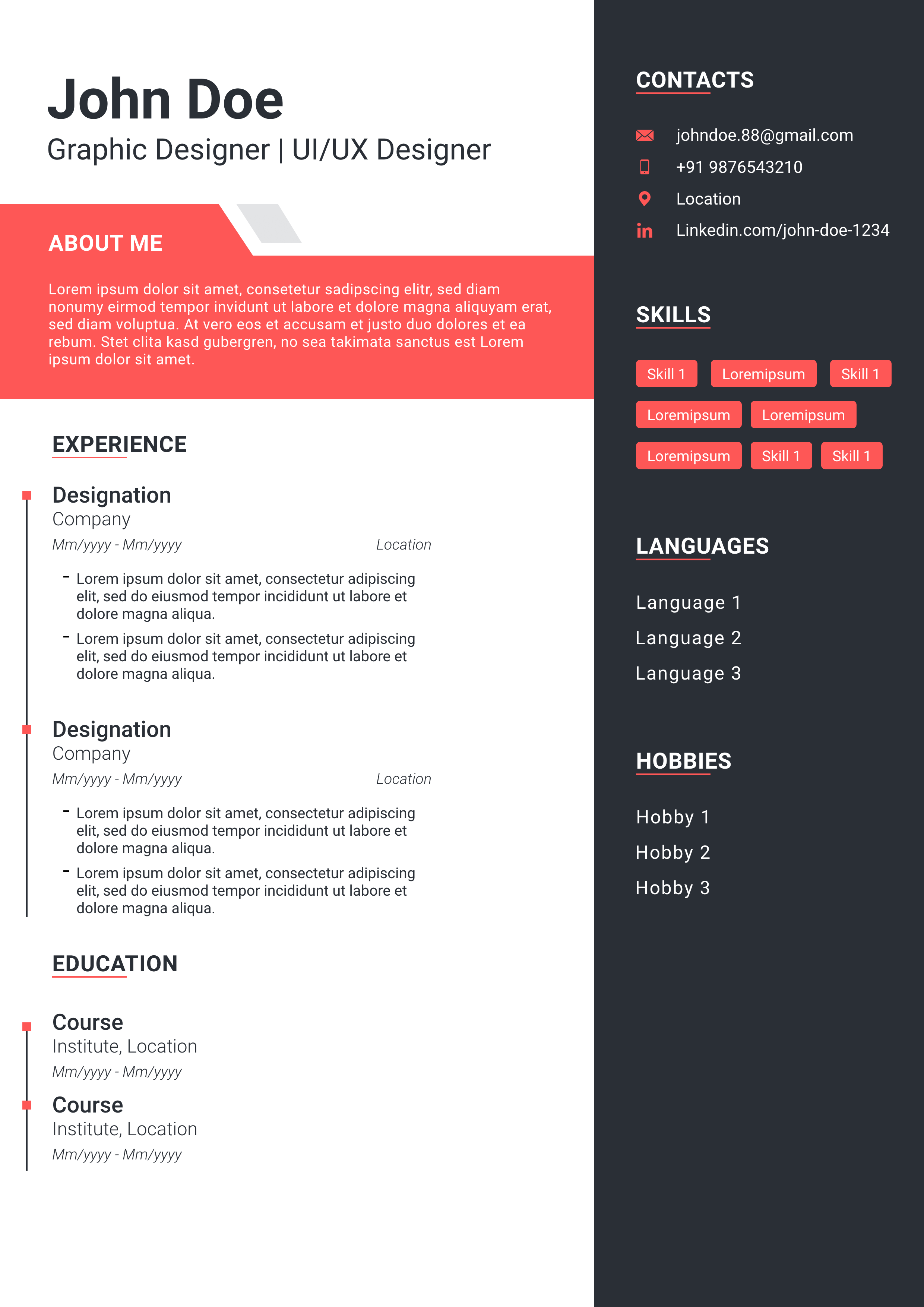 Edgy resume template