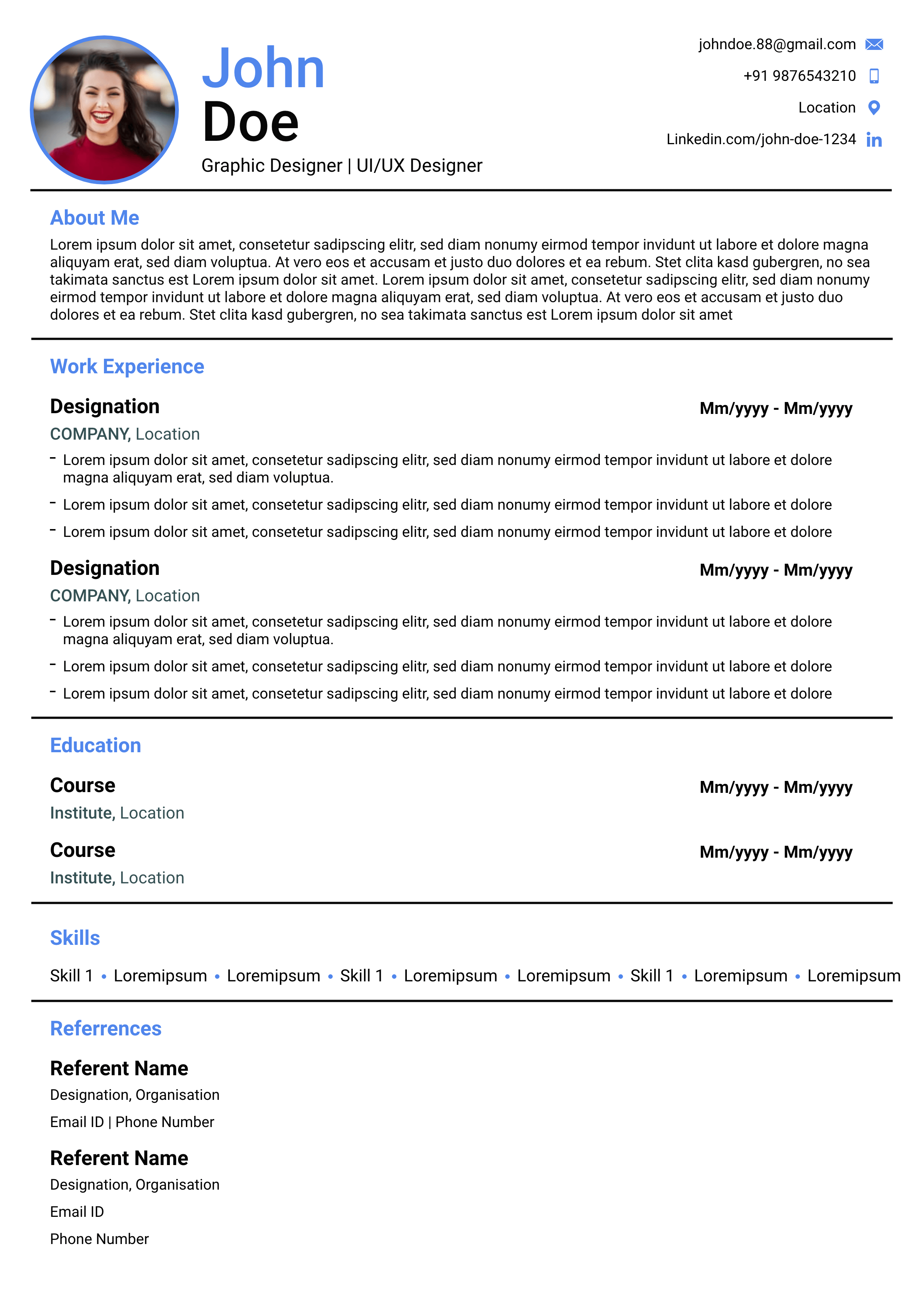 Global resume template